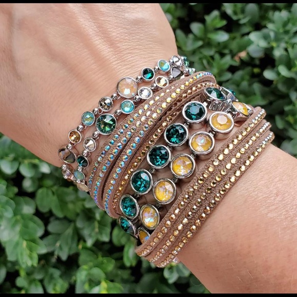 Touchstone Crystal by Swarovski GLAM two layers bracelet in Earth tones BNIB